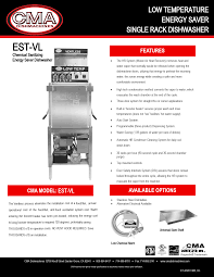 CMA EST-VL Energy Saver Ventless Commercial Dishwasher ...