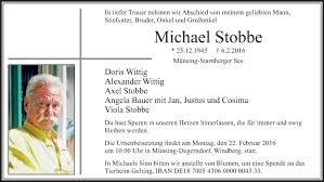 Traueranzeigen von Michael Stobbe