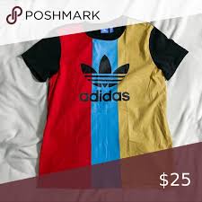 Black And Red Adidas T Shirt Adidas Trefoil Tricolor T Shirt Small In 2020 Adidas Trefoil Shirts T Shirt