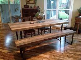 Reclaimed White Oak Steel Matching Table And Bench Set Https Www Etsy Com Listing 152380934 D Dining Table With Bench Table And Bench Set Dining Table