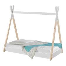 lit tipi montessori 70x140 blanc et bois naturel lit tipi matelas lit bebe lit montessori