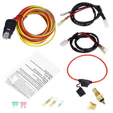Safe bet is a good 14awg conductor for the power supply to your this diagram should work just fine but with a low amp fan, i dont see why you would need to wire it directly at. Amazon Com Dual Electric Cooling Fan Wire Harness Kit 185 On 165 Off Thermostat 50 Amp Relay New Beauty