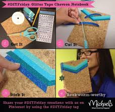 Glitter Tape Chevron Notebook Crafts For Teens Glitter Tape Cork Crafts