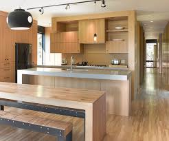Wood veneer creates a smooth, classy look in this contemporary kitchen. Whole House Custom Cabinetry Fine Homebuilding