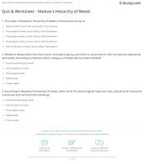 Community contributor can you beat your friends at this quiz? Quiz Worksheet Maslow S Hierarchy Of Needs Study Com
