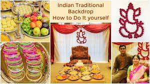 Sreemantham Decoration Usa Indian Baby Shower Decoration Diy Indian Traditional Backdrop Diyganesha Youtube