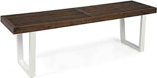 See more ideas about garden seating, backyard, outdoor bench seating. Amazon Com Christopher Knight Home Joa Patio Dining Bench Acacia Wood With Iron Legs Modern Contemporary Dark Brown And White Wash Garden Outdoor