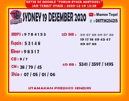 Kode Syair Sydney Sabtu 19 Desember 2020 Kumpulan Syair Toto