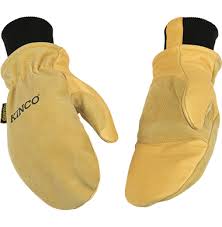 Lined Heavy Duty Premium Grain Suede Pigskin Mitt With Knit Wrist