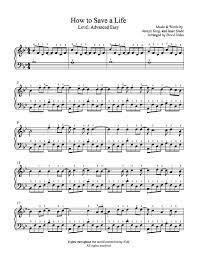 How To Save A Life By The Fray Piano Sheet Music Advanced Level Sheet Music Piano Sheet Music Violin Music