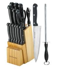 However, the knife block set itself is a choir that can turn any prep job in tune. Knife Set Of 15 Pieces Scissor Round Knife Sharpener Wood Butcher Block New Knife Set Kitchen Kitchen Knives Knife Sets