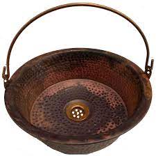 Bathroom vessel sink above counter ceramic porcelain wash basin bowl golden e024. Amazon Com Fired Panning Above Counter Copper Bathroom Bucket Sink Wash Basin Toilet Lavatory Vessel Toilet Pan Wash Bowl Washbowl Washbasin Washroom Sanitary Fixture Handmade