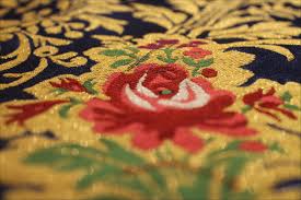 Seamless pattern ofpersian ornament.vintage floral baroque pattern, italian persian. Italian Green Or Blue Silk Brocade With Floral Pattern And Gold Details