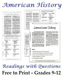 List Of American History Readings Worksheets For High School Students Free To Print High School American History Social Studies Worksheets Teaching American History