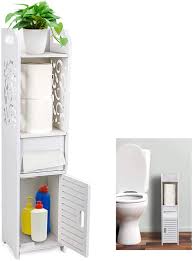 A lazy susan creates an extra space for storing in small corner cabinet, offering a rotating platform that means that you can retailer gadgets on all sides. Amazon Com Gotega Small Bathroom Storage Toilet Paper Storage Corner Floor Cabinet With Doors And Shelves Hollow Carved Design Bathroom Organizer Furniture Corner Shelf For Paper Shampoo White Kitchen Dining