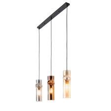 Mondo Retrofit Pendellampe Squeeze 3 Flg Schwarz 3 Farbige Glaser Lampe Beleuchtung Decke Farbiges Glas