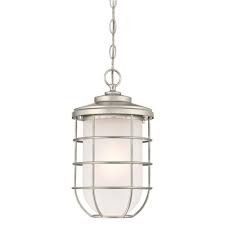 Westinghouse Ferry 1 Light Brushed Nickel Outdoor Hanging Pendant 6348200 The Home Depot Hanging Pendants Outdoor Hanging Lights Outdoor Pendant
