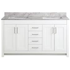 Home Decorators Collection Westcourt 61 In W X 22 In D Bath Vanity In White With Stone Effect Vanity Top In Winter Mist With White Sink Wt60p2v11 Wh White Sink Bath Vanities Vanity