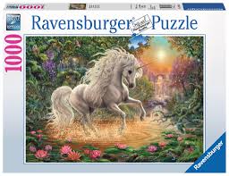 Ravensburger stamp collection is a 1000 piece collage puzzle featuring floral stamps that is eye catching, but very challenging to solve. Puzzle Mystical Unicorn 1000 Piece Ravensburger Rb19793 4