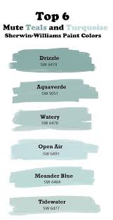 Top 6 Mute Teal And Turquoise Paint Colors Sherwin Williams Drizzle Sw6479 Aquaverde Watery Open A Turquoise Paint Colors Bathroom Paint Colors Teal Paint