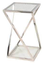 Marcio Tall End Table With Glass Stainless Steel Npd Tall End Tables Side Table End Tables