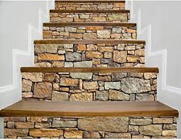 Each box contains a set of 13 matching stair treads that are mold, mildew, and stain resistant. Amazon Com 3d Brick Stair Stickers Decals Stone Staircase Decals Removable Tile Stair Risers Decals Decor Peel And Stick Wallpaper Decals For Stair 6 Pcs Set Kitchen Dining