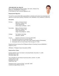 Each sample resume is based on the most contacted indeed resumes for that specific job title. Resume With Work Experience Filipino Best Sample Resume College Resume College Application Resume Job Resume Samples