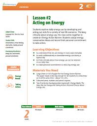 Lesson 2 Acting On Energy Printable Lesson Plans Meets Canadian Curriculum Grade 7 Science And Technology Printable Lesson Plans Student Skills Lesson