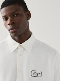 Buy HUGO White Patch Logo Short Sleeve 100% Cotton Shirt from Next USA