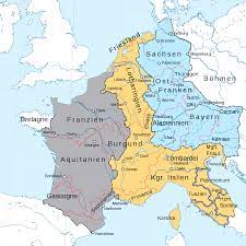Map of the treaty of verdun 843 Treaty Of Verdun Wikipedia