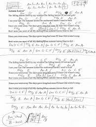 Autumn Leaves Standard Guitar Chord Chart In C Major Guitar Chord Chart Guitar Chords Lead Sheet