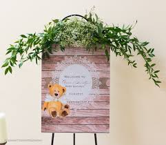 Teddy bear baby shower decorations for boy with balloon garland arch kit, baby boy banner, small teddy bear theme decor, blue brown ivory gray silver balloons for backdrop decoration. Kara S Party Ideas Rustic Teddy Bear Baby Shower Kara S Party Ideas