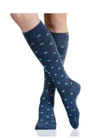 Vim Vigr 15 20 Mmhg Compression Socks Cotton In Petite Heart Navy Turquoise Compression Socks Graduated Compression Compression