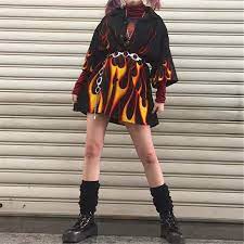 Harajuku Fire Shirt In 2021 Hipster Outfits Aesthetic Clothes Fashion Outfits