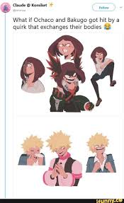 What If Ochaco And Bakugo Got Hit By A Quirk That Exchanges Their Bodies A Ifunny My Hero Hero My Hero Academia Manga