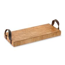 Rattan serving tray with handles set of 3 hand woven wicker tray rattan tray rustic decorative tray for breakfast, drinks, snack, bread for coffee table bar dinner parties kitchen organizer. Rustic Rectangular Tray With Leather Handles Cheese Tools Williams Sonoma