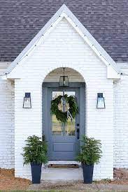 Sw 6264 midnight interior / exterior. Sherwin Williams Sw 7005 Pure White Painted Brick Exterior With Grey Front Door Brick Paint Color She Brick Exterior House Exterior Brick White Exterior Houses