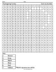 Use the key to color each section the correct color based on the number inside it. Thanksgiving Turkey Holiday Color By Number Coloring Squared