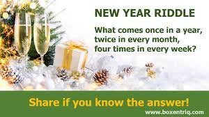 What do you tell someone you didn't talk to on new year's eve? Casual Puzzle New Year Riddle Boxentriq