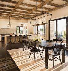 dining room and kitchen in new luxury