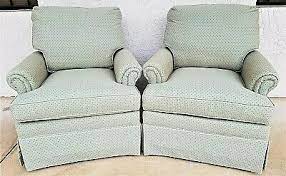 pair of ethan allen skirted scroll arm club chairs with arm covers club chairs rolled arms cover