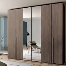 Armadio con ante scorrevoli con ante a specchio mirror. Armadio H256 Battente 6 Ante Da 45 Olmo Grey Anta Liscia Con Specchio