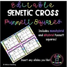 A male rabbit with the genotype ggbb is crossed with a female rabbit with the genotype ggbb the square is set up below. New Editable Product In My Store Use These Colorful Punnett Squares To Help Your Students Begin To Identify Patterns In G Punnett Squares Student Life Science