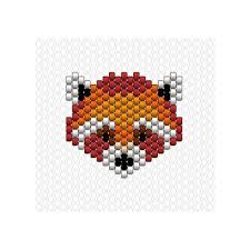 Panda Roux Schema Brickstitch Motifcharlottesouchet Miyuki Beads Pattern Brick Stitch Pattern Peyote Patterns