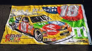 Nascar checkered stripes flag 3'x5' single reverse. Nascar Flag Autographed Kyle Busch 18 M M 3 X5 2 Sided 465367207