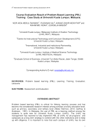 Universiti kuala lumpur (unikl) is established on 20 august 2002. Pdf Course Evaluation Result Of Problem Based Learning Pbl Training Case Study At Universiti Kuala Lumpur Malaysia