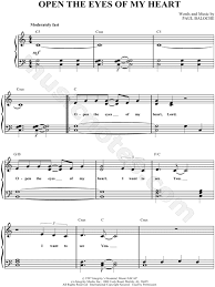 Sonicflood Open The Eyes Of My Heart Sheet Music Easy Piano In C Major Transposable Download Print Sheet Music Easy Piano Download Sheet Music