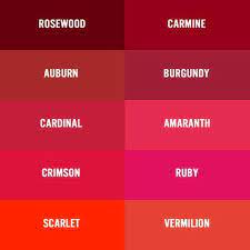 Let's complete the series of reds, assigned with universities. Color Pallets Red Color Names Color Pallets Shades Of Burgundy