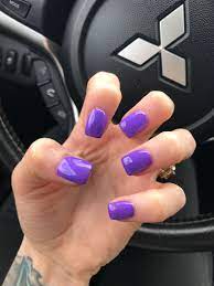 Bright Purple Gel Acrylic Nails Purple Nails Purple Ombre Nails Purple Acrylic Nails