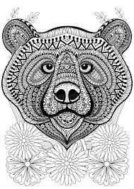 You can use our amazing online tool to color and edit the following adult coloring pages deer. Zentangle Stylized Bear Face On Flowers Hand Drawn Ethnic Animal For Adult Coloring Pages Art Therapy Boho T Shirt Patterned P Stock Vector Illustration Of Abstract Background 78422196
